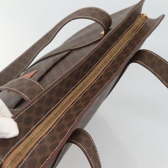 CELINE Macadam Canvas Tote Bag Pvc Leather Brown Gold - Picture 6 of 12